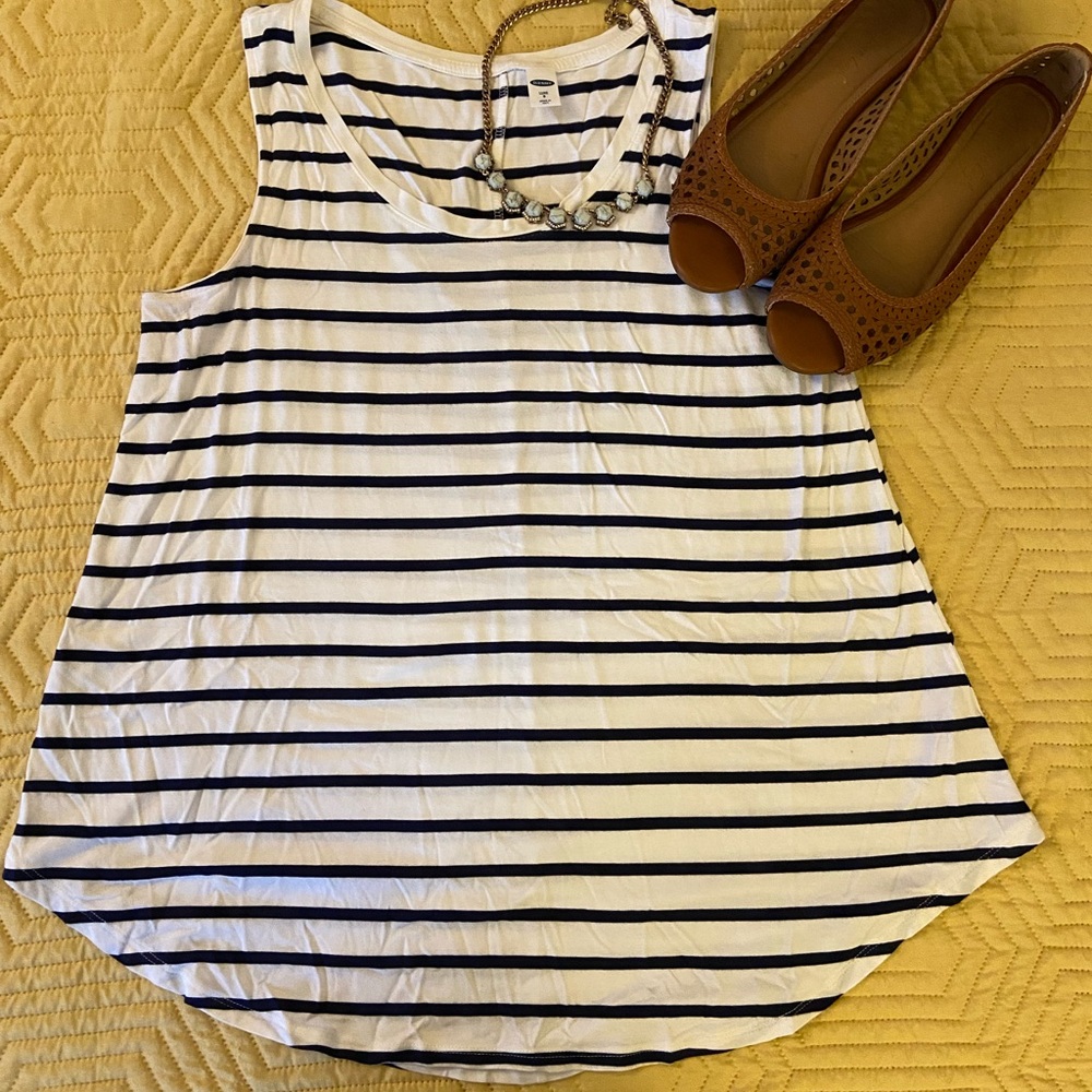 Navy Blue & White Tank